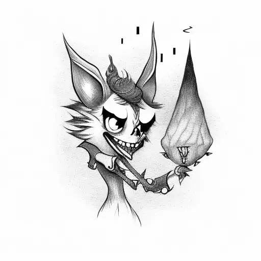 Alastor from hazbin hotel but creepy  tattoo design idea