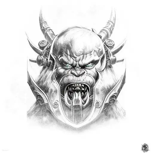 A Warcraft-inspired sleeve featuring iconic characters and metal album artwork tattoo design idea