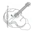 Spanish guitar whose strings represent prison bars and the music coming out of them tattoo design idea