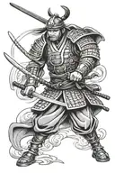 samurai warrior battling tattoo design idea