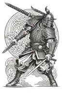 samurai warrior battling tattoo design idea