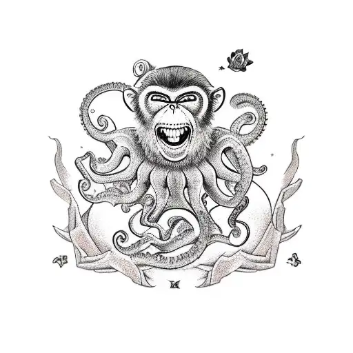 deserto rose, monkey, jiu-jitsu, Brazil, octopus, celestial  tattoo design idea