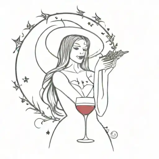 wine witch tattoo design idea