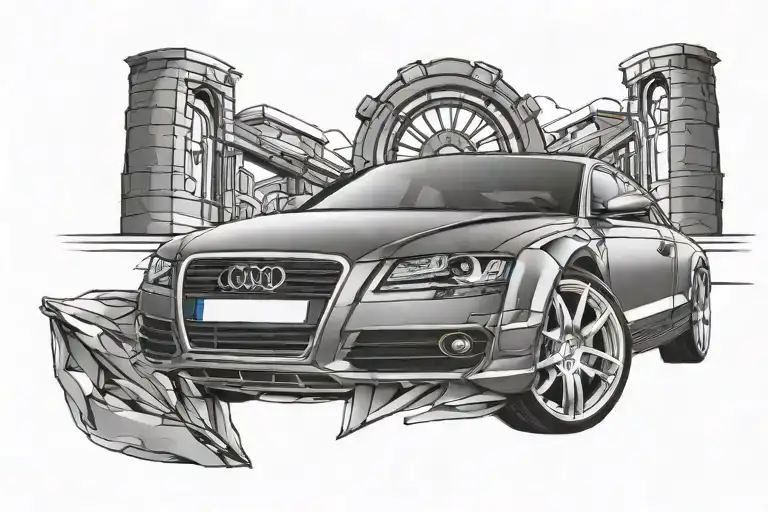 sketch car Audi tattoo design idea