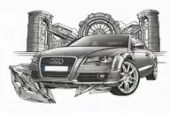 sketch car Audi tattoo design idea