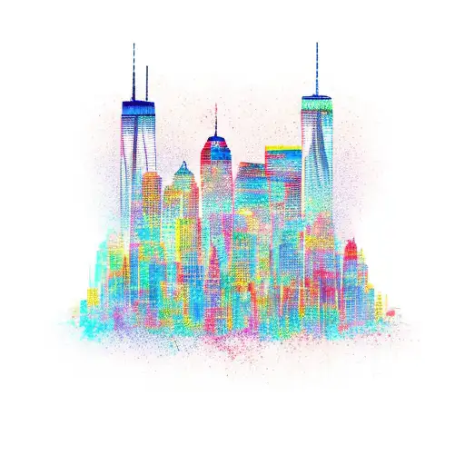 An artistic representation of the NYC skyline forming the shape of a running shoe tattoo design idea