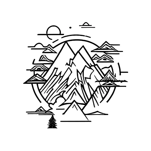 climing montains ukrainian symbol tattoo design idea