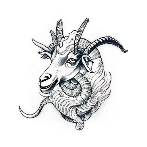 Capricorn goat tattoo design idea