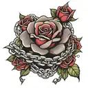 rose and chains wrapped tattoo design idea