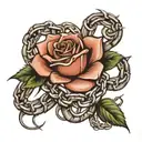 rose and chains wrapped tattoo design idea
