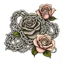 rose and chains wrapped tattoo design idea