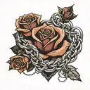 rose and chains wrapped tattoo design idea