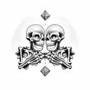 two skeleton hands cheering beers inside a diamond with wording saying "good times" on top "better friends" on bottom tattoo design idea