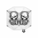 two skeleton hands cheering beers inside a diamond with wording saying "good times" on top "better friends" on bottom tattoo design idea