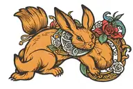 Dead rabbit holding tattoo design idea