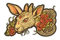 Dead rabbit holding tattoo design idea