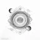 A cosmic landscape inspired by the cosmere series with vibrant colors tattoo design idea