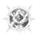 A cosmic landscape inspired by the cosmere series with vibrant colors tattoo design idea