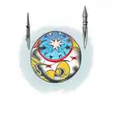 turkish dagger stabbing through globe.  tattoo design idea