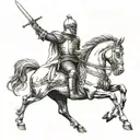 knight riding horse galloping tattoo design idea