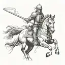 knight riding horse galloping tattoo design idea