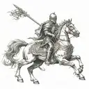 knight riding horse galloping tattoo design idea