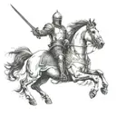 knight riding horse galloping tattoo design idea