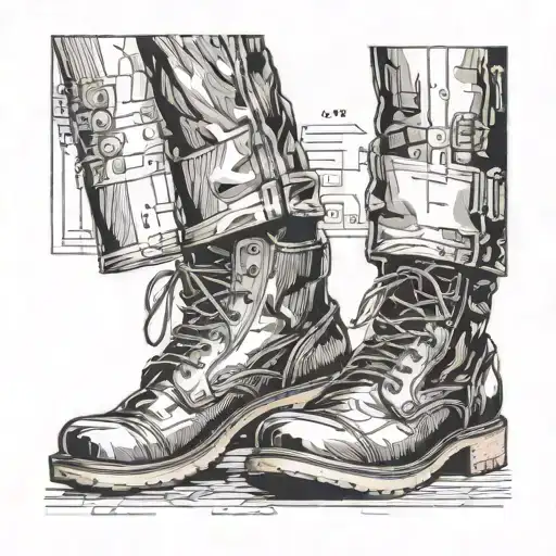 skinhead software developer with boots full height tattoo design idea