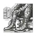 skinhead software developer with boots full height tattoo design idea