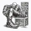 skinhead software developer with boots full height tattoo design idea