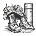 skinhead software developer with boots full height tattoo design idea