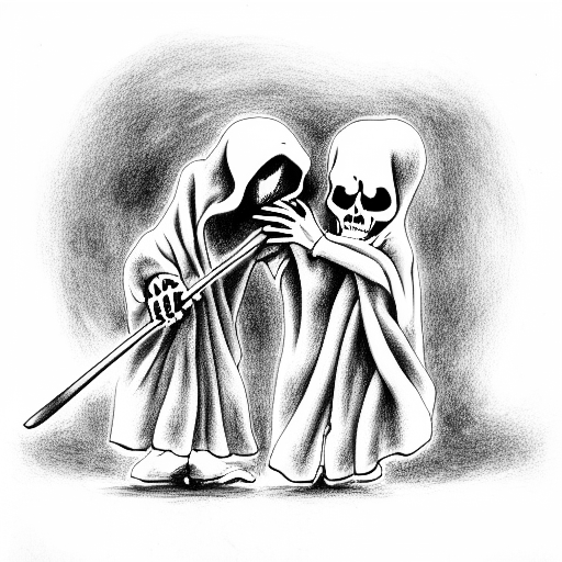 The grim reaper giving a kid a hug tattoo design idea