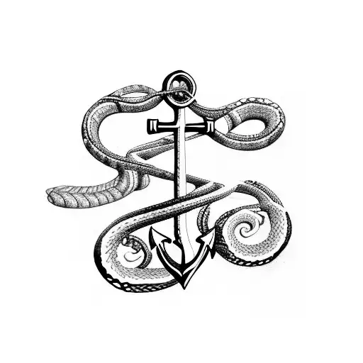 anchor with snake and semicolon tattoo design idea