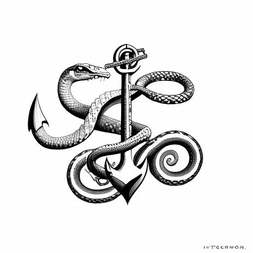 anchor with snake and semicolon tattoo design idea