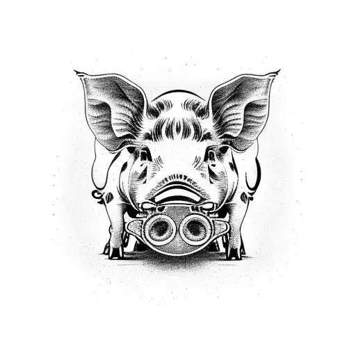 pigs with DLJ text tattoo design idea