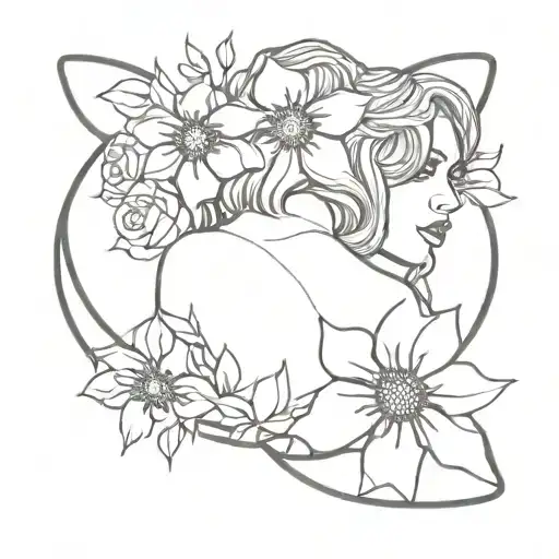 black widow and flowers tattoo design idea