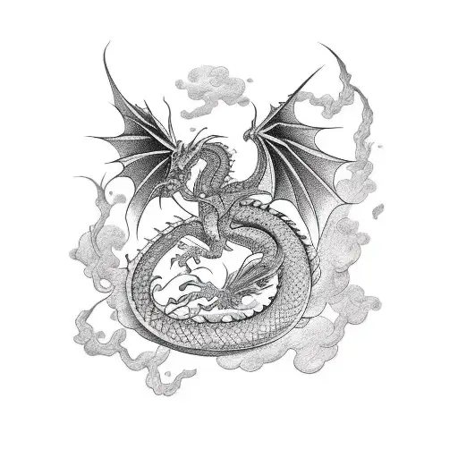 Dragon minimalistic tattoo design idea