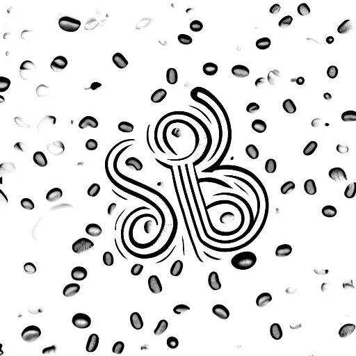 An ampersand symbol made out of coffee beans, with raindrops falling around it tattoo design idea