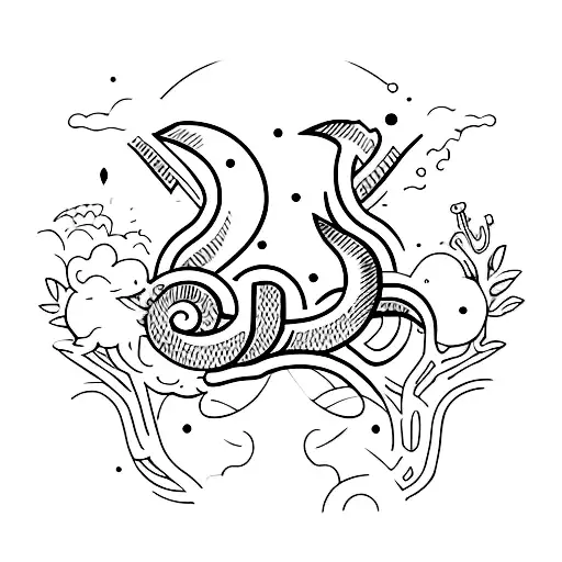  small tattoo that has a night feel and contains the Ampersand symbol tattoo design idea