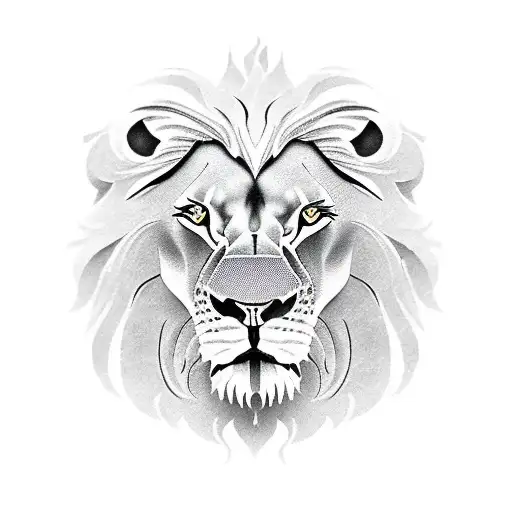 lion head with scroll tattoo design idea