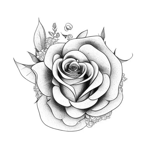 The letter A in a gothic font, surrounded by roses tattoo design idea