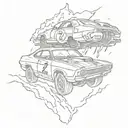 Mad/Max outside a lightning bolt with the numbers 2/04/21 inside the bolt tattoo design idea