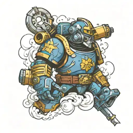 Warhammer 40k space marine sleeve tattoo design idea