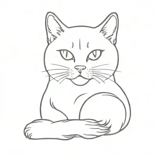 Cat paw outline with Persian cat inside tattoo design idea