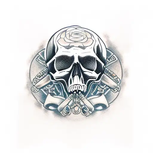 mechanic skull tattoo design idea