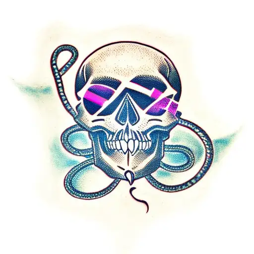 skull with snakes as hair tattoo design idea