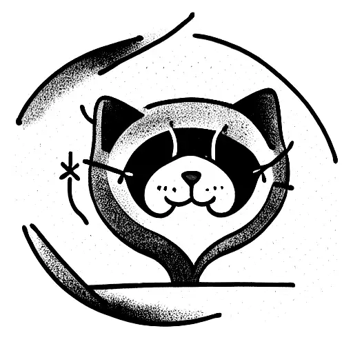 a fat cat poping its head out of a hole  tattoo design idea
