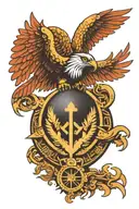 Aztec symbol with Eagle Globe and Anchor center surrounded tattoo design idea