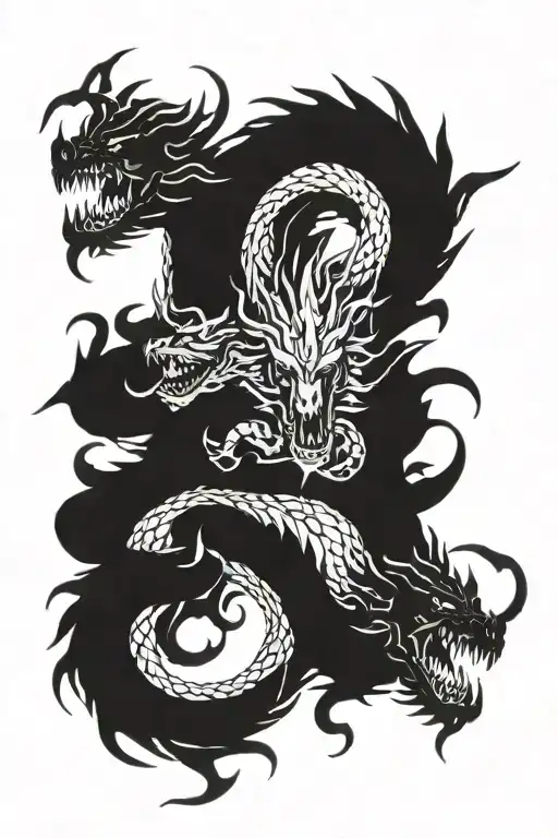 Five headed Hydra dragon tattoo design idea