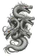 Five headed Hydra dragon tattoo design idea